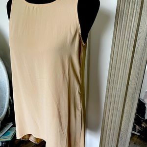 Nice looking Taupe/Tan sleeveless Hi-Low Tunic w/ leather looking & stud detail